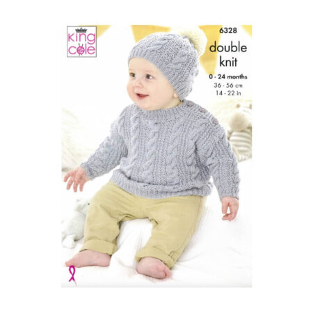King Cole Sweater, Sleeves Top and Hat Pattern 6328