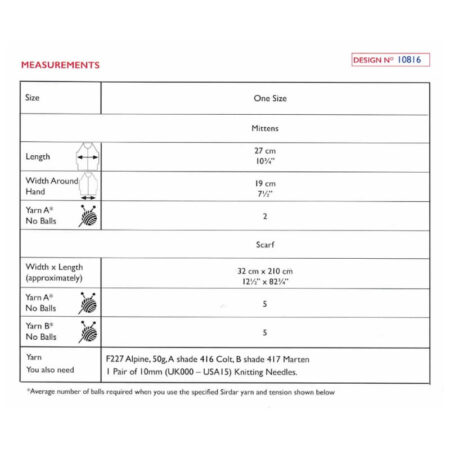 Sirdar Mittens & Scarf Pattern 10816 - Image 3