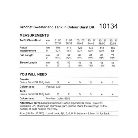 Stylecraft Crochet Sweater and Tank Pattern 10134 - Image 2