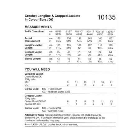 Stylecraft Crochet Longline and Cropped Jackets Pattern 10135 - Image 2