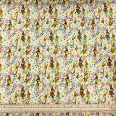 Bunnies and Flowers Cotton - Image 2