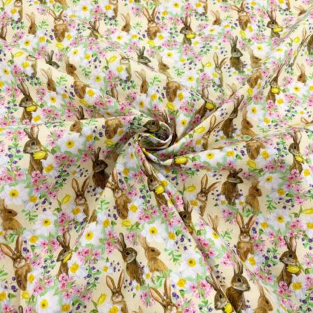 Bunnies and Flowers Cotton - Image 3