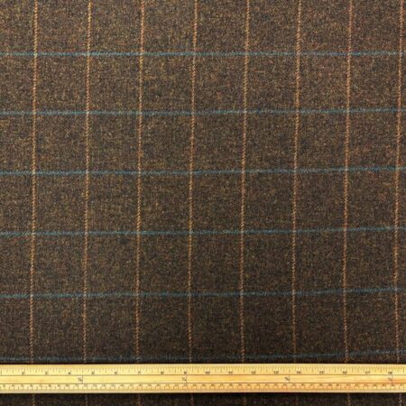 Dark Brown Windowpane Check British Wool - Image 2