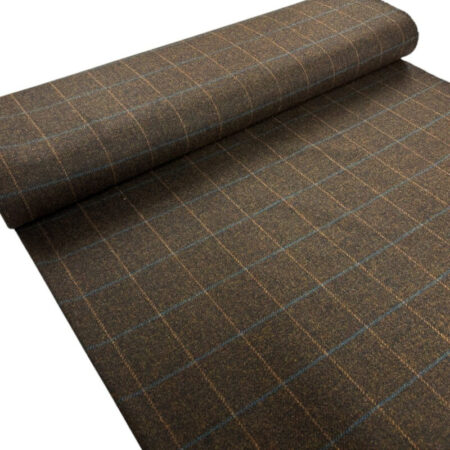 Dark Brown Windowpane Check British Wool