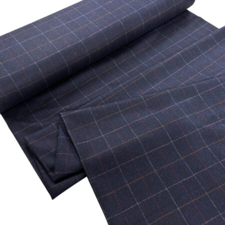 Navy Windowpane Check British Wool