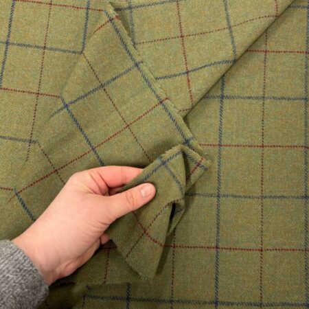 Sage Windowpane Check British Wool - Image 3