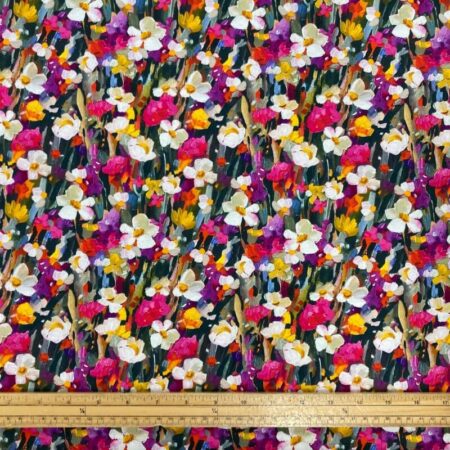Oil Painted Flower Meadow Cotton jersey - Image 2