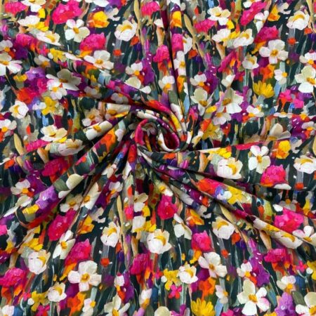Oil Painted Flower Meadow Cotton jersey