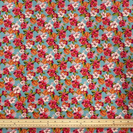Blossom on Sage Blue Cotton Jersey - Image 2