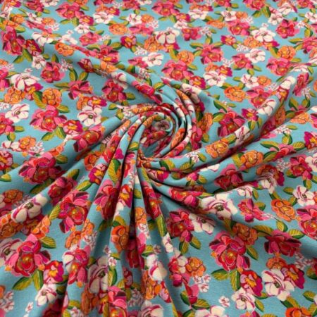 Blossom on Sage Blue Cotton Jersey - Image 3