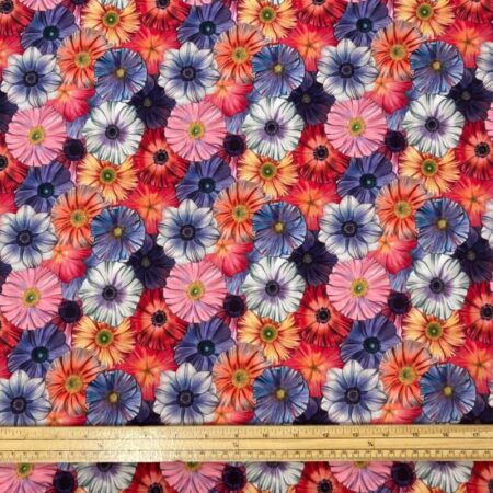 Flower Heads Pink-Purple Cotton Jersey - Image 2