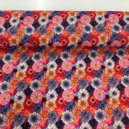 Flower Heads Pink-Purple Cotton Jersey