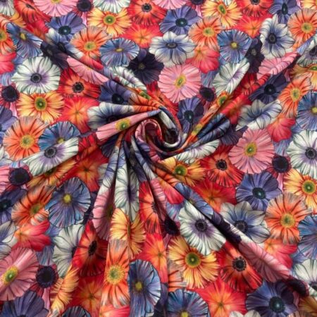 Flower Heads Pink-Purple Cotton Jersey - Image 3