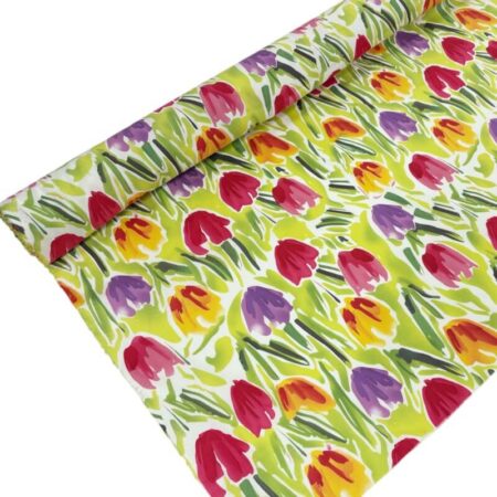 Watercolour Tulips Cotton Poplin