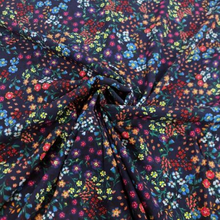 Bright Blooms Navy Viscose Challis - Image 3