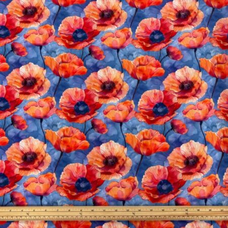 Elegant Poppies Viscose Challis - Image 3