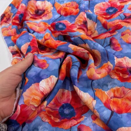 Elegant Poppies Viscose Challis - Image 2