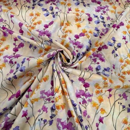 Sweet Peas on Sunrise Cream Viscose Challis - Image 2
