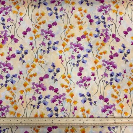Sweet Peas on Sunrise Cream Viscose Challis - Image 3