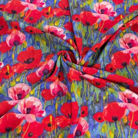 Painted Poppy Stems Viscose Challis - Image 3