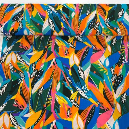 Bright Jungle Abstract Viscose Challis