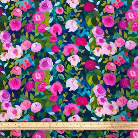Modern Painted Roses Cerise Viscose Challis - Image 2