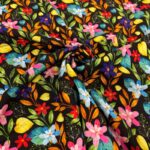 Rainbow Flower Chains Viscose Challis