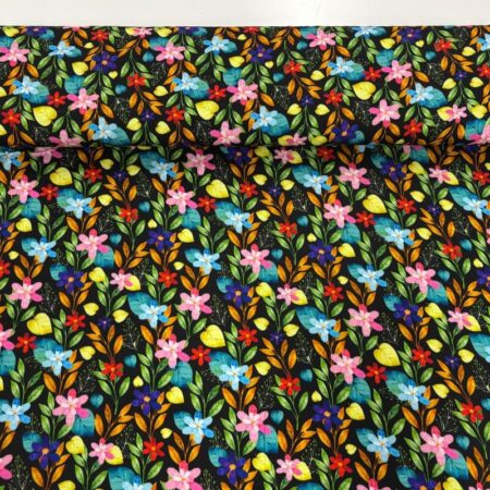 Rainbow Flower Chains Viscose Challis