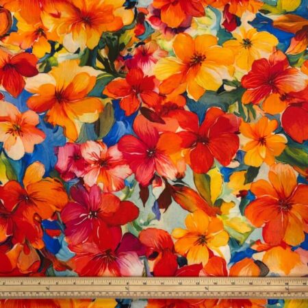 Orange Tropical Viscose Challis - Image 2