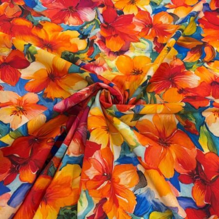 Orange Tropical Viscose Challis - Image 3