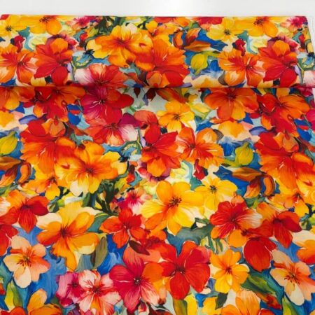 Orange Tropical Viscose Challis
