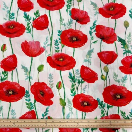 Big Red Field Poppies Viscose Poplin - Image 2