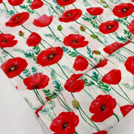 Big Red Field Poppies Viscose Poplin - Image 3