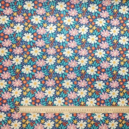 Retro Floral Navy Polycotton - Image 5