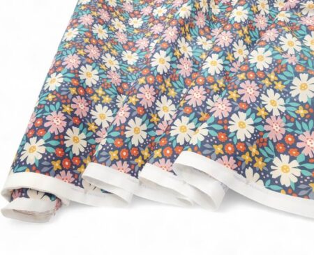 Retro Floral Navy Polycotton - Image 2