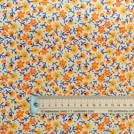 Orange Flowers Polycotton - Image 4