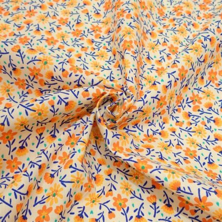 Orange Flowers Polycotton - Image 3