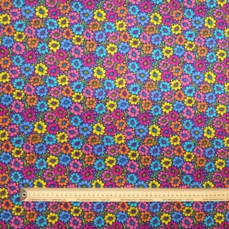 Multi Floral on Navy Polycotton - Image 5