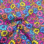 Multi Floral on Navy Polycotton