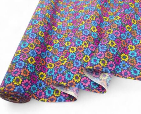 Multi Floral on Navy Polycotton - Image 2