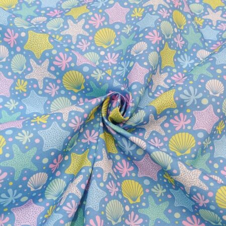 Starfish on Blue Polycotton - Image 3