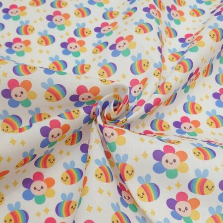 Rainbow Bees Polycotton - Image 3
