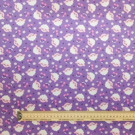 Sheep on Purple Polycotton - Image 5