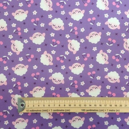 Sheep on Purple Polycotton - Image 4