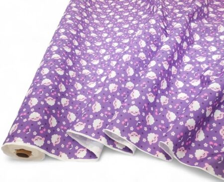 Sheep on Purple Polycotton - Image 2