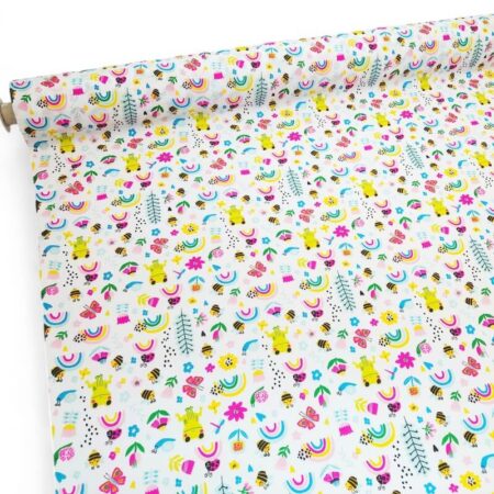 Rainbow Garden Creatures Polycotton