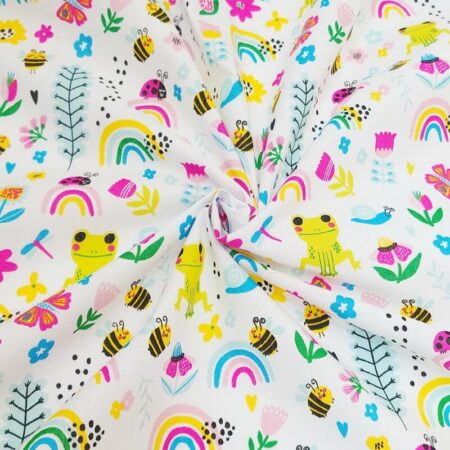 Rainbow Garden Creatures Polycotton - Image 2