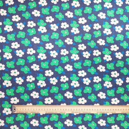Green Flowers 8oz Cotton Denim - Image 6