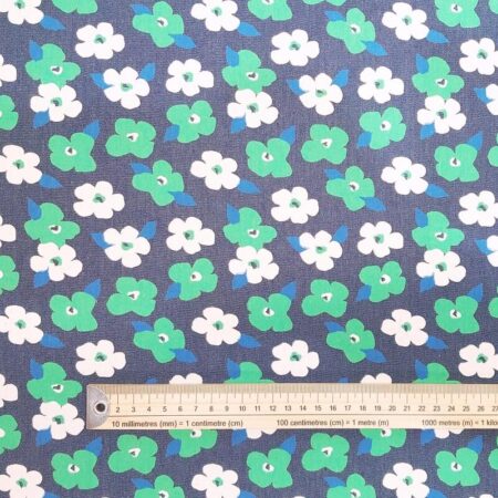 Green Flowers 8oz Cotton Denim - Image 5