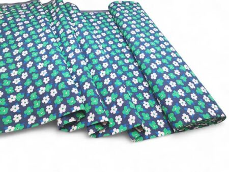 Green Flowers 8oz Cotton Denim - Image 2